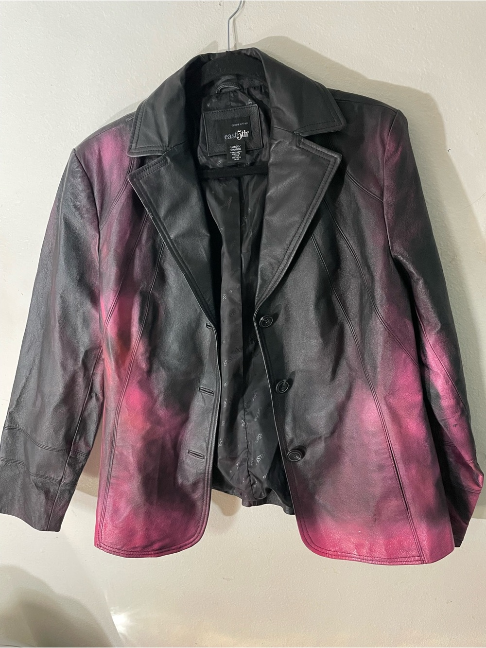 East 5th Black and Pink Ombre Leather Blazer